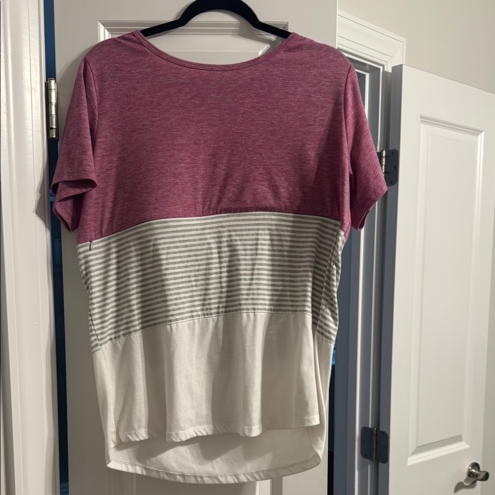 Women's Pink and White Striped Top
